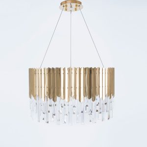 Chandelier 60 Cm 2013 Round With Crystal Solitaire Gold