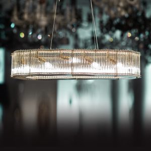 Chandelier 90/40 cm Oval Star Filters Code 5604 With Glass Solitaire Gold